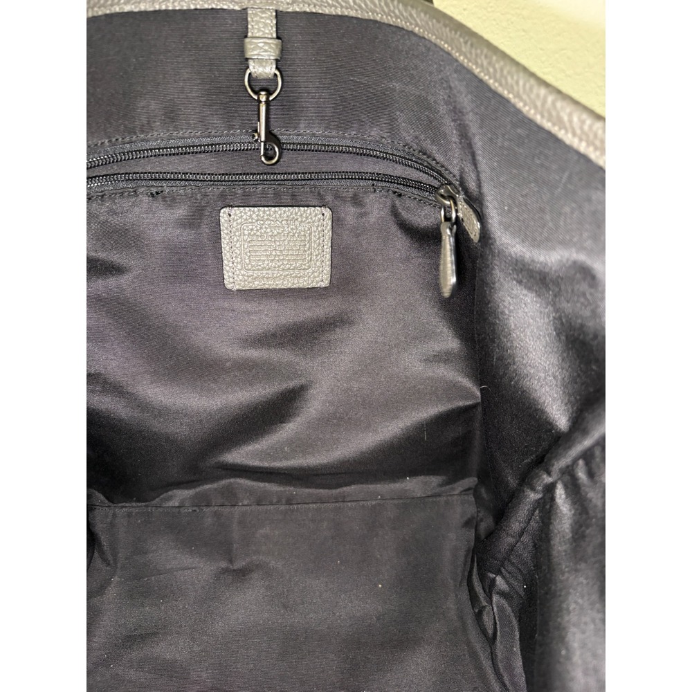Coach Avenue Soft Tote Pebbled Leather Dark Olive Green/Gray Large Shoulder Bag - Picture 6 of 16